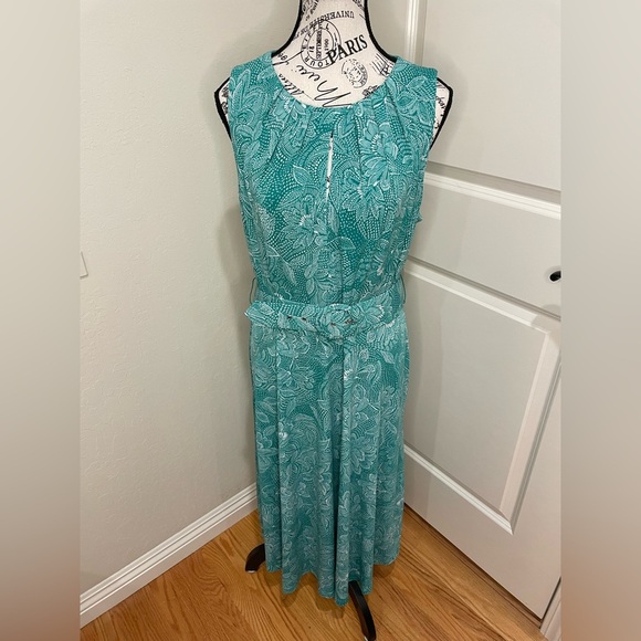 London Times Green Belted Dress size 12 - Picture 1 of 12